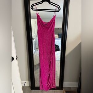 Retrofete fuschia sequin dress with slit
